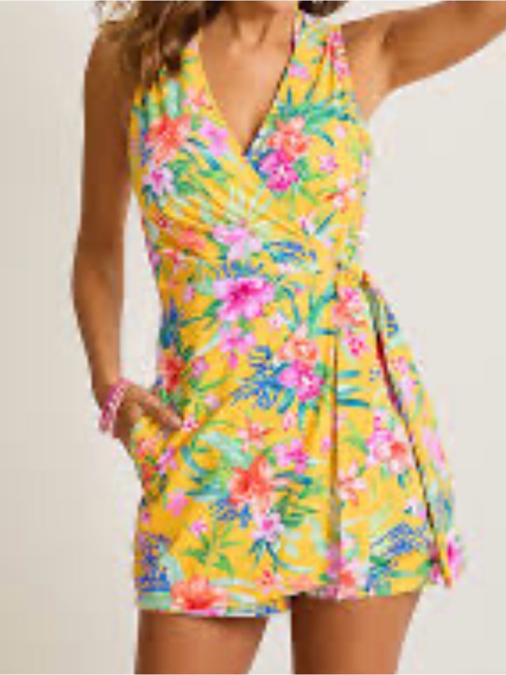 Tommy Bahama Isola Vita Yellow Floral Beach Wrap Skort